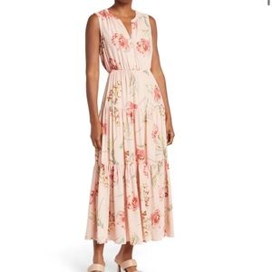 NWT Nordstrom DR2 Tiered Maxi Dress In Blush. Size Medium